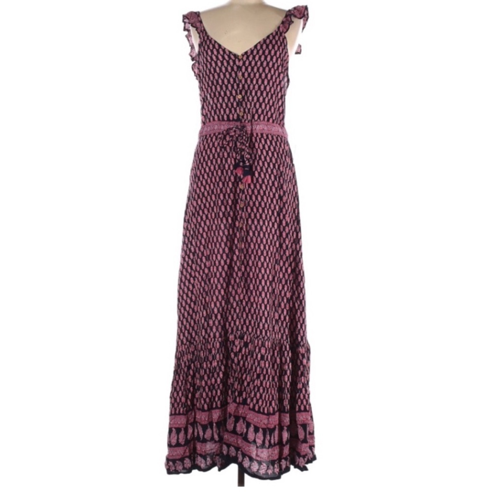 Boho Raga Gracie Paisley Maxi Tie-waist Dress Flutter